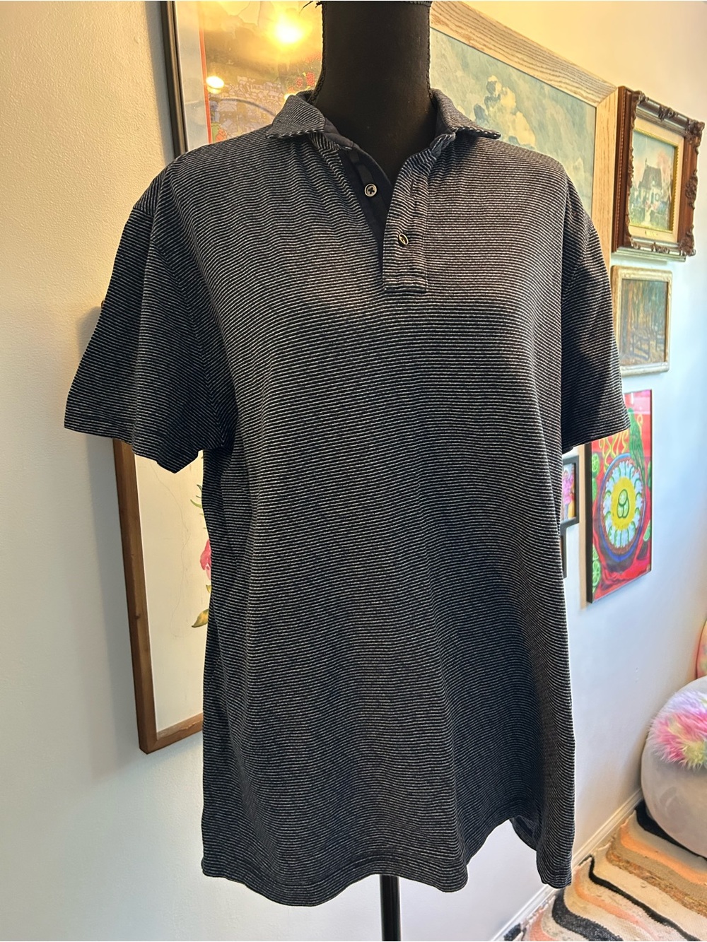 Rodd & Gunn Navy Micro-Striped Polo- XL